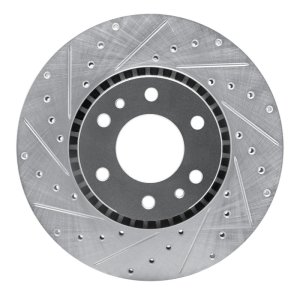 Buick Rainier Brake Rotor (1) - Front Left - R1 Concepts - Drilled & Slotted - Silver - `02-`09